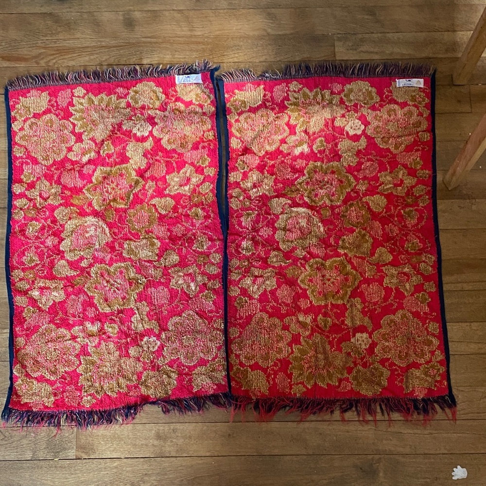 2 vintage Cannon Mills Red and Gold hand towels